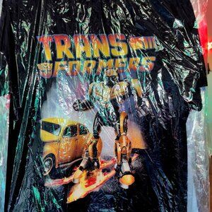 EUC Vintage Transformers Bumblebee Black short sleeve shirt VW Volkswagon Beetle